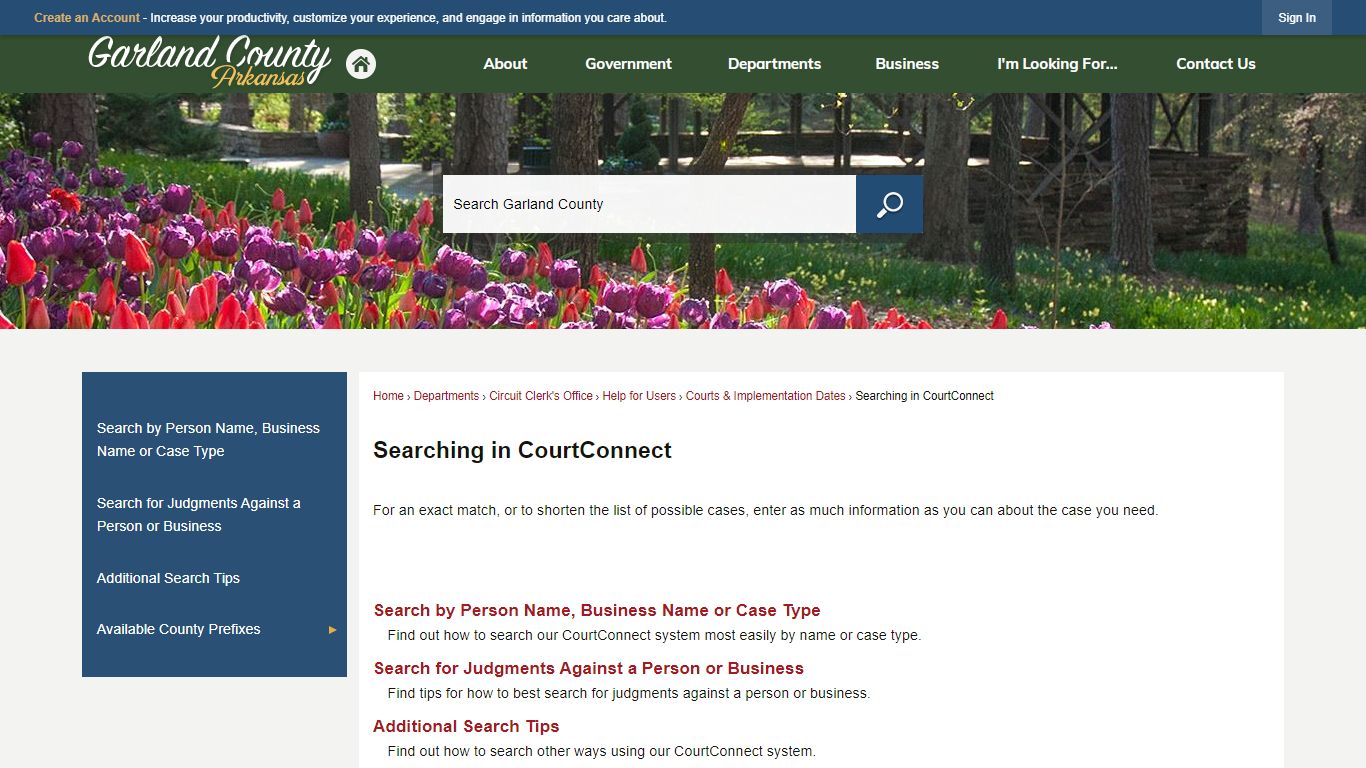Searching in CourtConnect | Garland County, AR